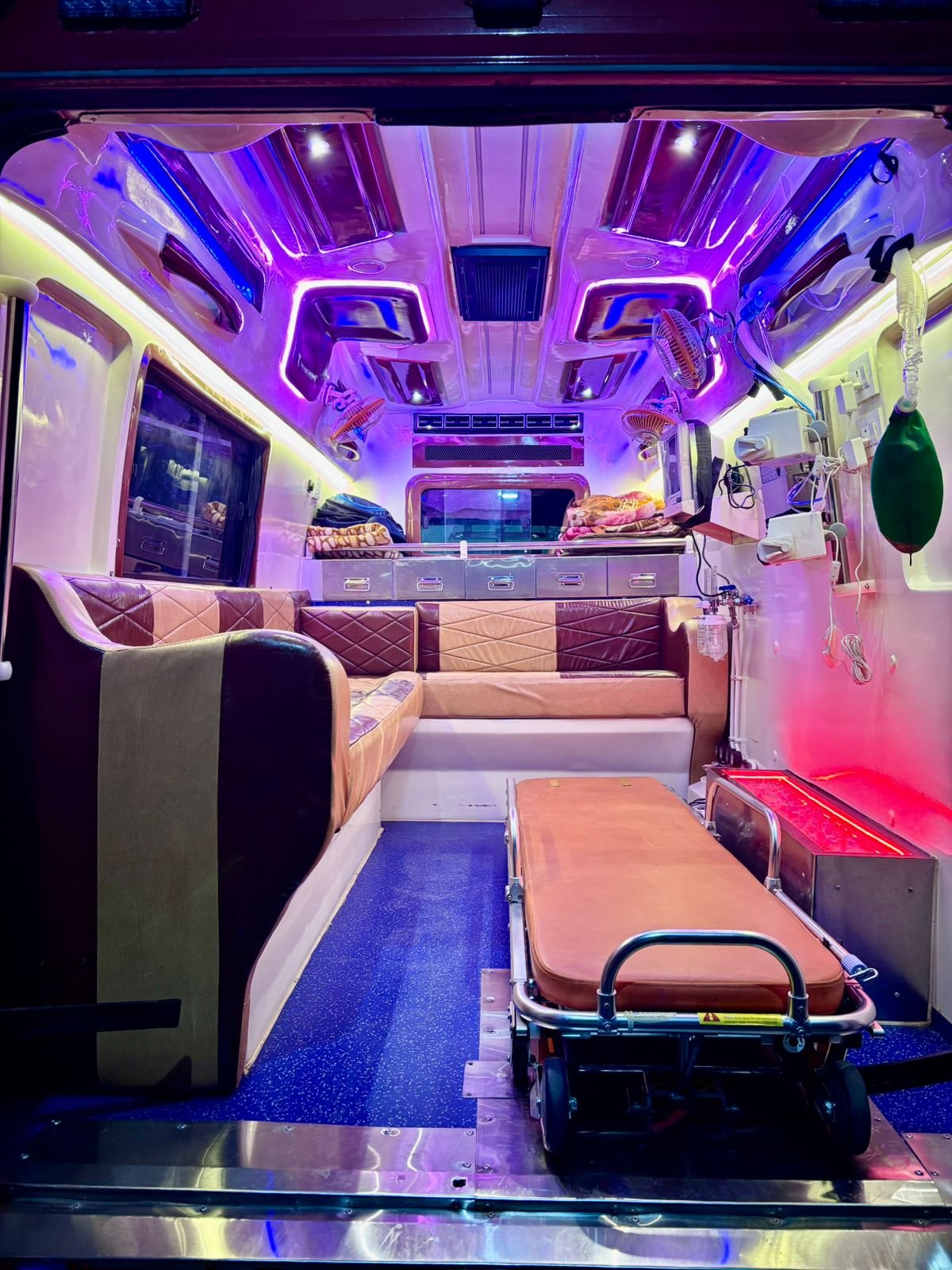 Air Conditioned Mobile ICU Suite with Red Carpet and Mood Lighting